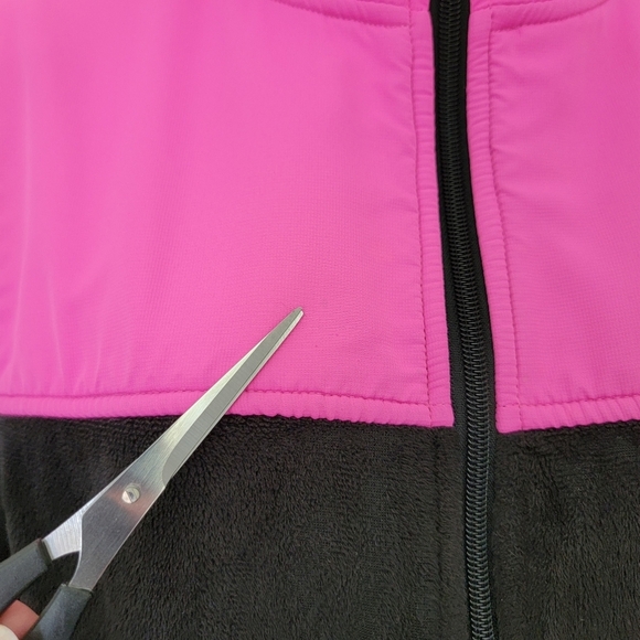 FILA Women's Full Zip Fleece Jacket Hot Pink Black Pockets Logo Athlesiure Large - Picture 11 of 11